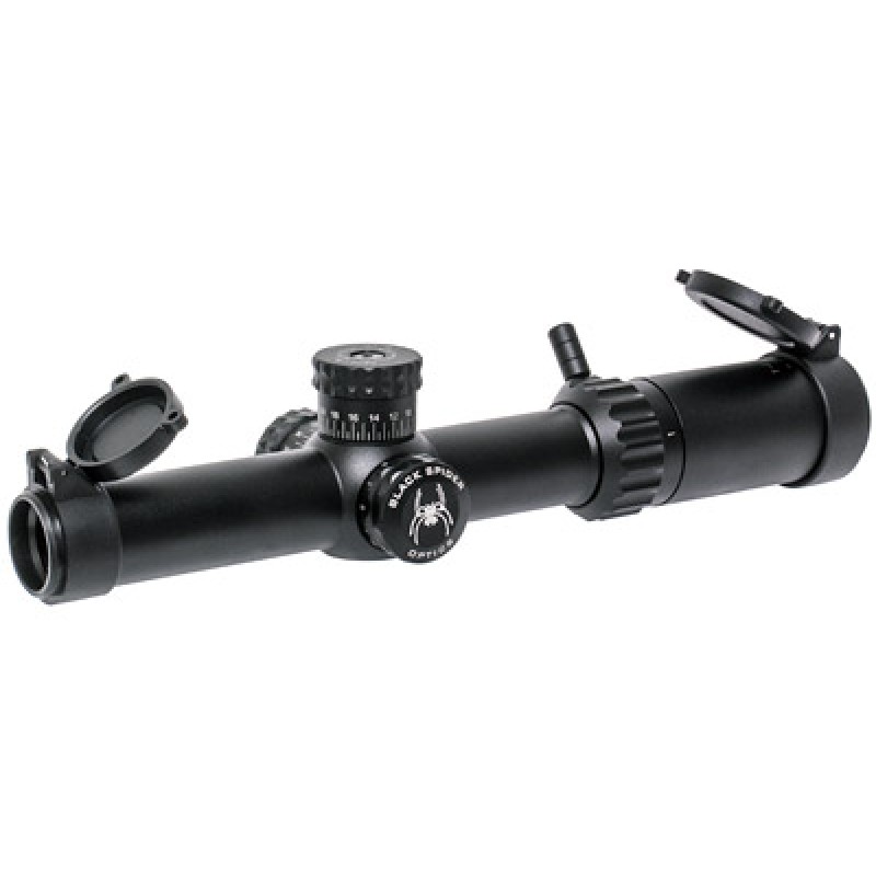 Black Spider LLC, BSO1-4X24 Rifle Scope, 1-4X24, Illuminated Reticle, 30mm Tube with Hard Anodized Matte Black Finish, Fully Multi-Coated Optics, 1/2 MOA Adjustments, Tactical Fast Adjustment Lever, 6061-T6 Aircraft Grade Aluminum, Extra Long Eye Relief